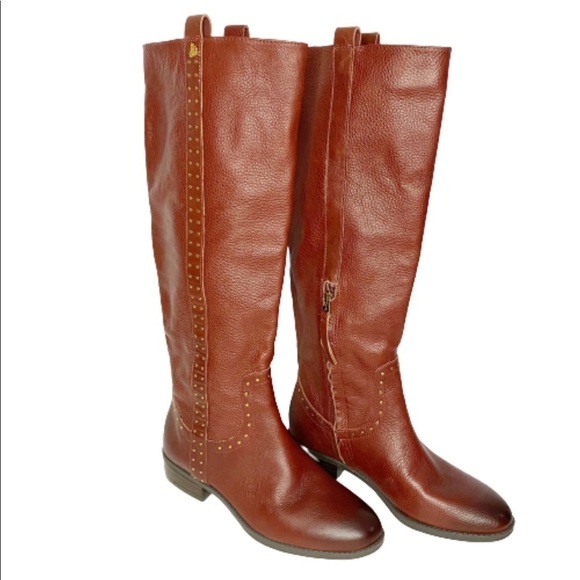 Sam Edelman Prina Leather Studded Edwood Colorway Pull On Riding Boots - Picture 2 of 14